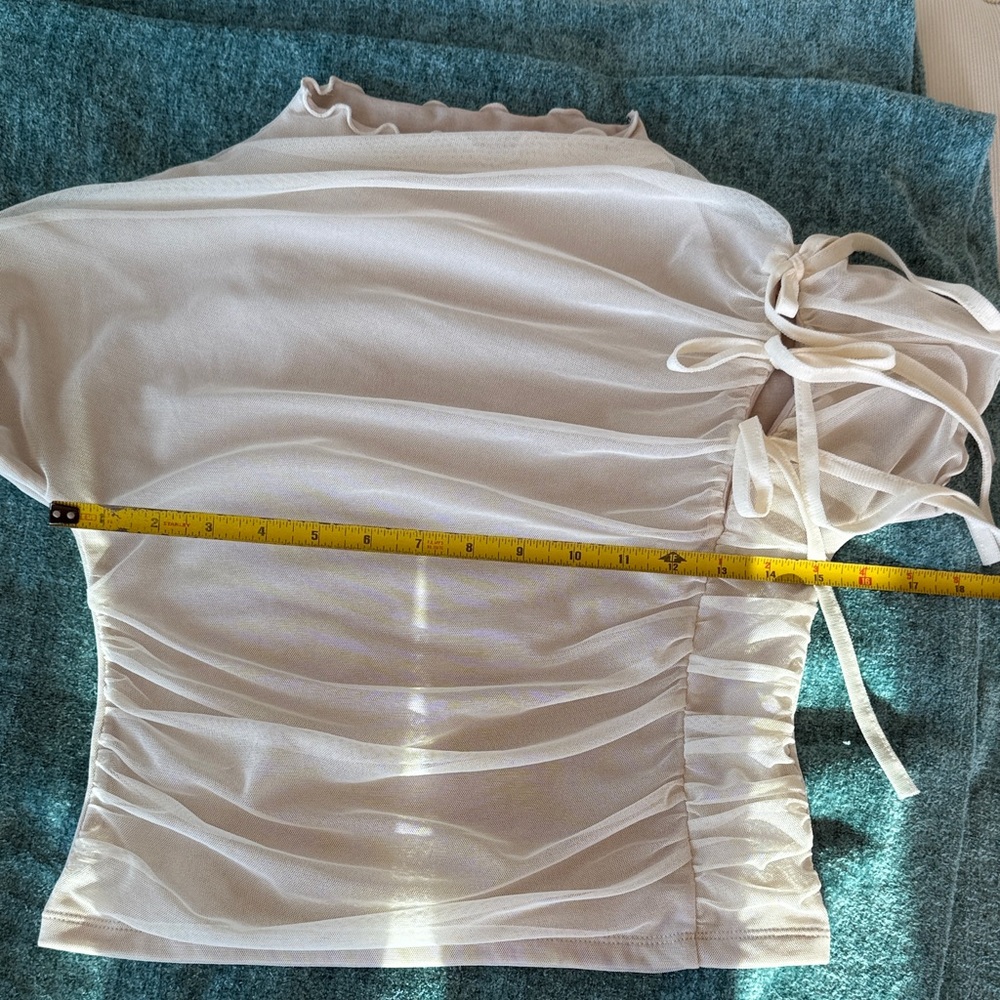 Chic Cream Ruched Blouse - Picture 8 of 11